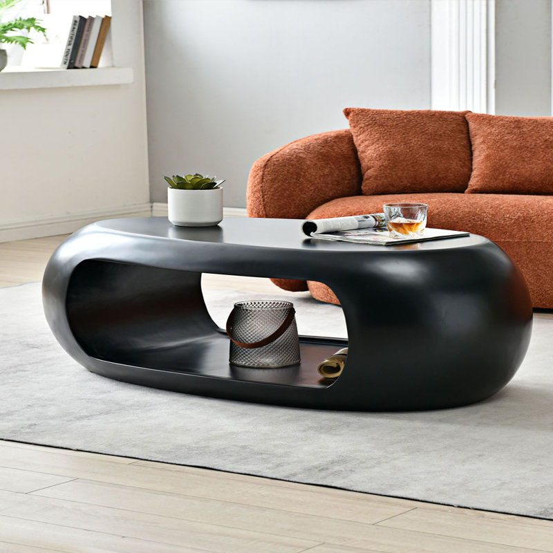 Carlheinz Glass Single Coffee Table, 18.11" H x 47.24" L x 25.59" W, Black