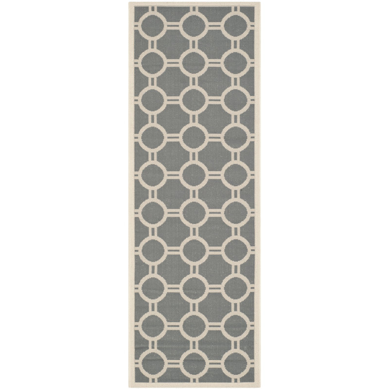 Arneshia Geometric Anthracite/Beige Area Rug, Runner 2'3" x 6'7"