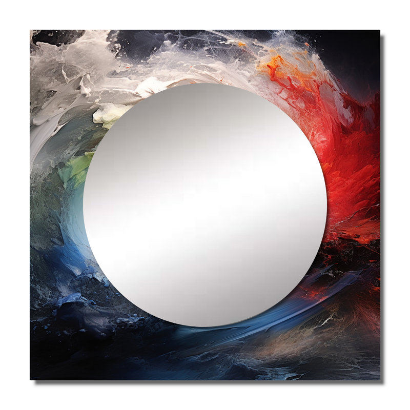 «Colorful Storm Turbulent Symphony», art mural miroir nautique et carré pour la salle de bain, 23 po x 23 po
