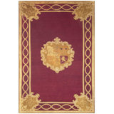 1860s Red Burgandy Floral Medallion Antique English Axminster Rug Handwoven Wool Carpet 9'0" x 13'3" Area Rug