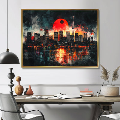 «Jabrill Orange Black Skyline II», art mural Japon