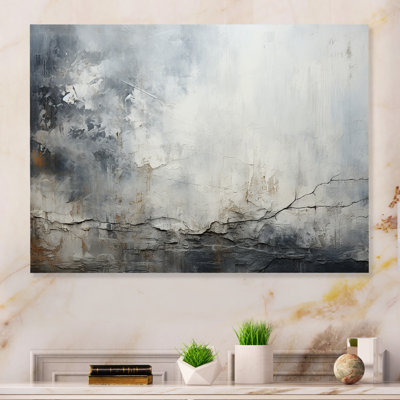 «Gray and White Stone River II», impression murale abstraite en métal MT137340
