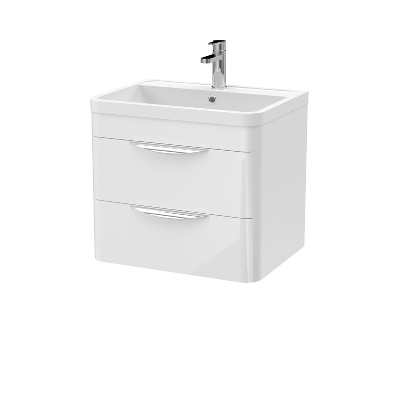 Parade 607mm Single Bathroom Vanity with Integrated Vitreous China Basin, Gloss White