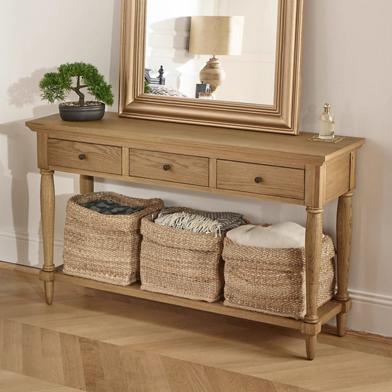 Console en bois massif de style américain, H 29,9 po x l 62,9 po x P 15,7 po