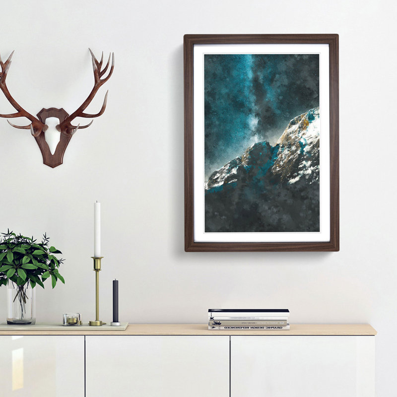 Explosion of Stars Above the Mountains - Picture Frame Painting Print, Walnut Framed, 87cm H x 62cm W x 2cm D