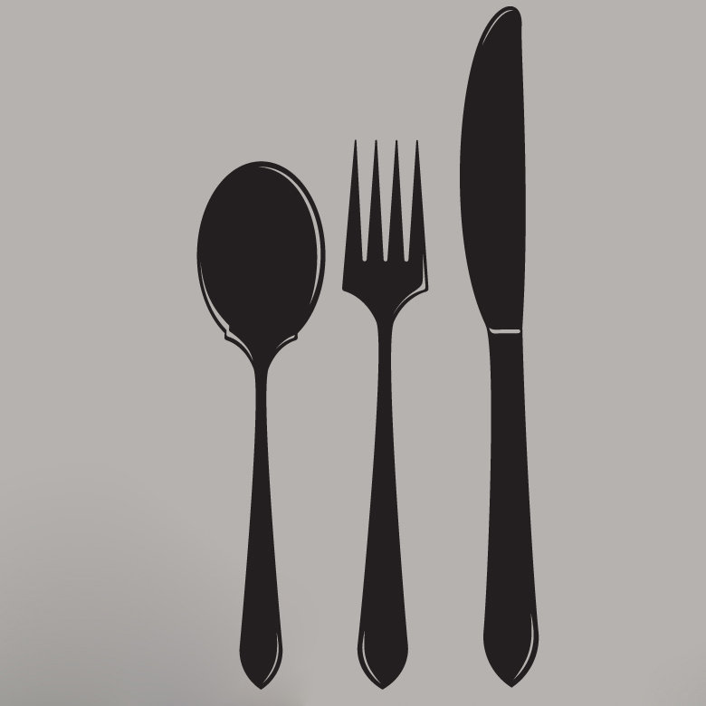 Adhésif décoratif cuillère fourchette, Noir