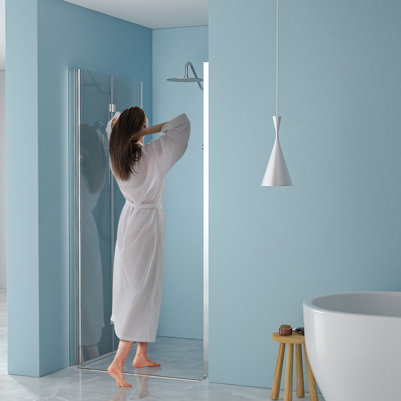 30"W x 72"H Fold Frameless Shower Door with Tempered Glass, 1/4 inch (6 mm), Chrome, Silver
