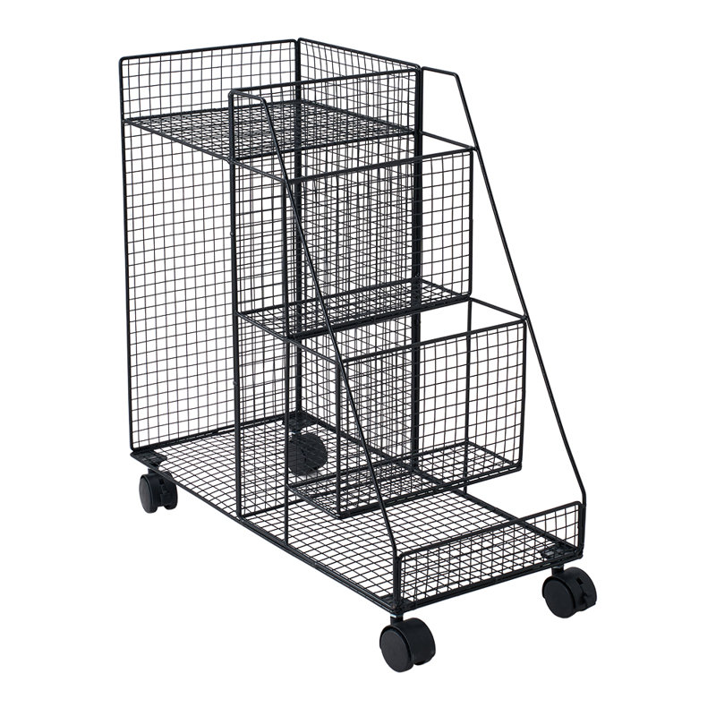 50cm H x 23cm W File Cart with Wheels, Black