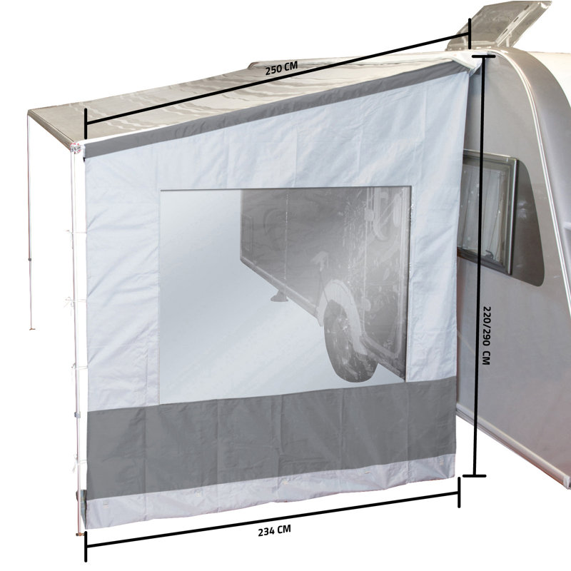 Dakota Fields 250cm W x 2.5cm D Plastic Light Grey Cover Retractable Side Awning