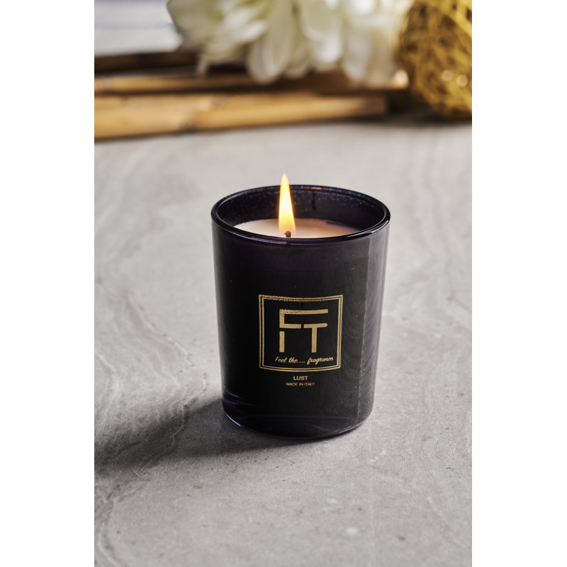 Lust Scented Designer Candle with Glass Holder