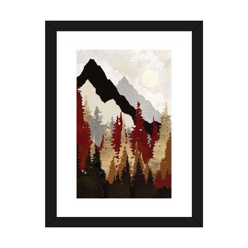 Arbres d'automne - impression, Blanc / aubergine / banane / brun clair / rouge br, H 32 po x l 24 po x P 1 po
