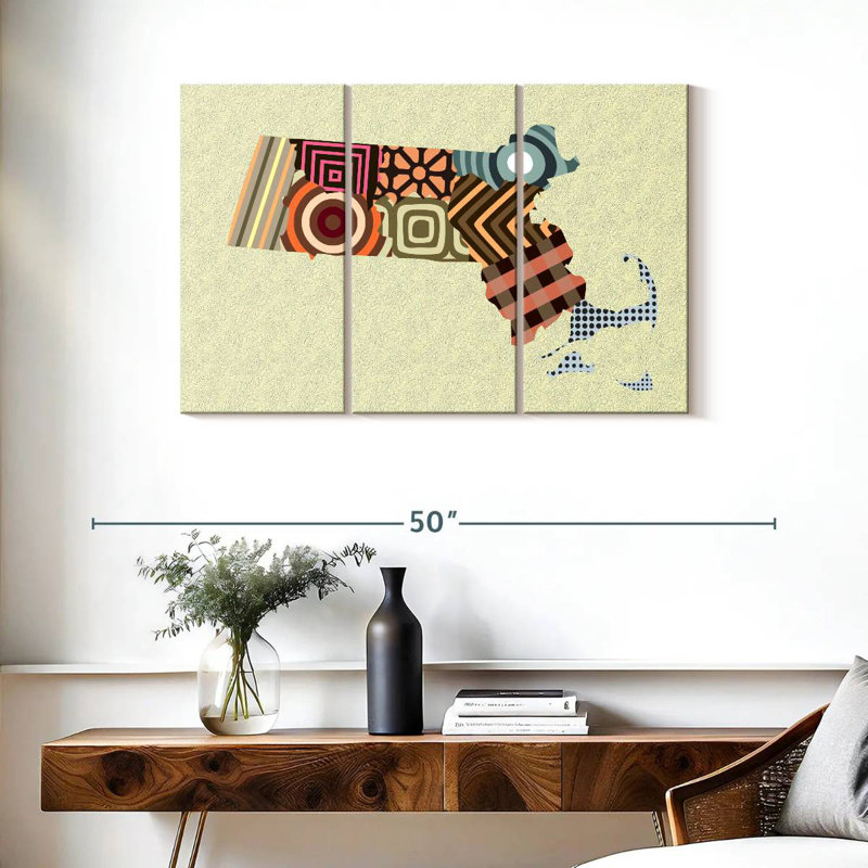Massachusetts State Map, 24" H x 38" W