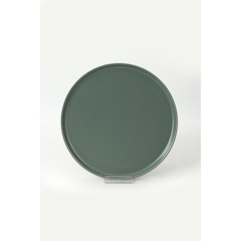 Elegant 24-Piece Ceramic Dinner Set, Green & White | 100% Ceramic Stoneware, Microwave & Dishwasher Safe | 6 Service Plates, 6 Dinner Plates, 6 Bowls (5.9 x 5.9 x 2.0 in), 6 Dessert Plates | Antibacterial & Easy to Clean