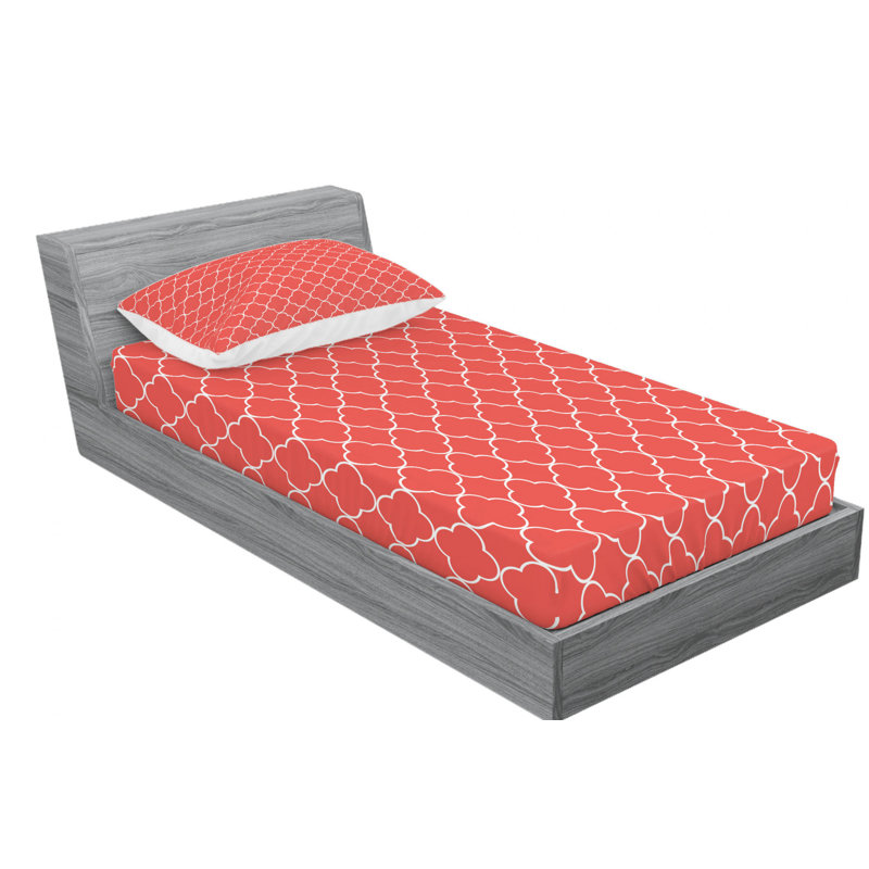 Ensemble de draps en microfibre Quatrefoil, Ensemble de draps pour lit double + un drap-housse, Rouge
