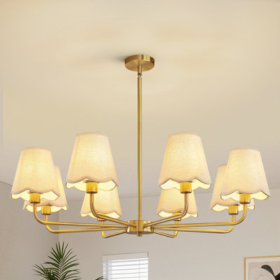 8-Light Modern Dimmable Chandelier With Fabric Shades