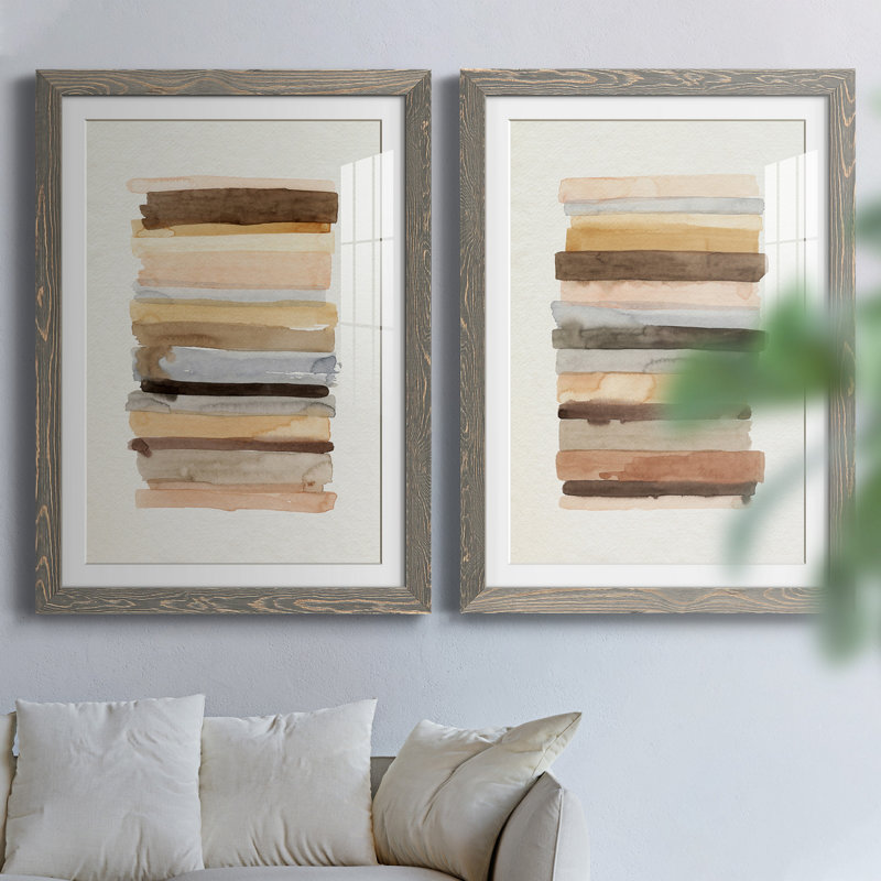 Arid Layers - Toile avec cadre en bois de qualité supérieure prête à être accrochée, H 37,5 po x l 55 po x P 1,5 po, Blanc