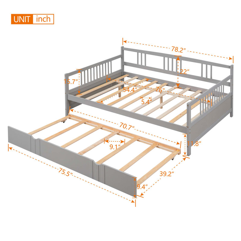 Versatile Dual-Use Daybed with Sturdy Construction for Relaxation and Space Saving, Grey
