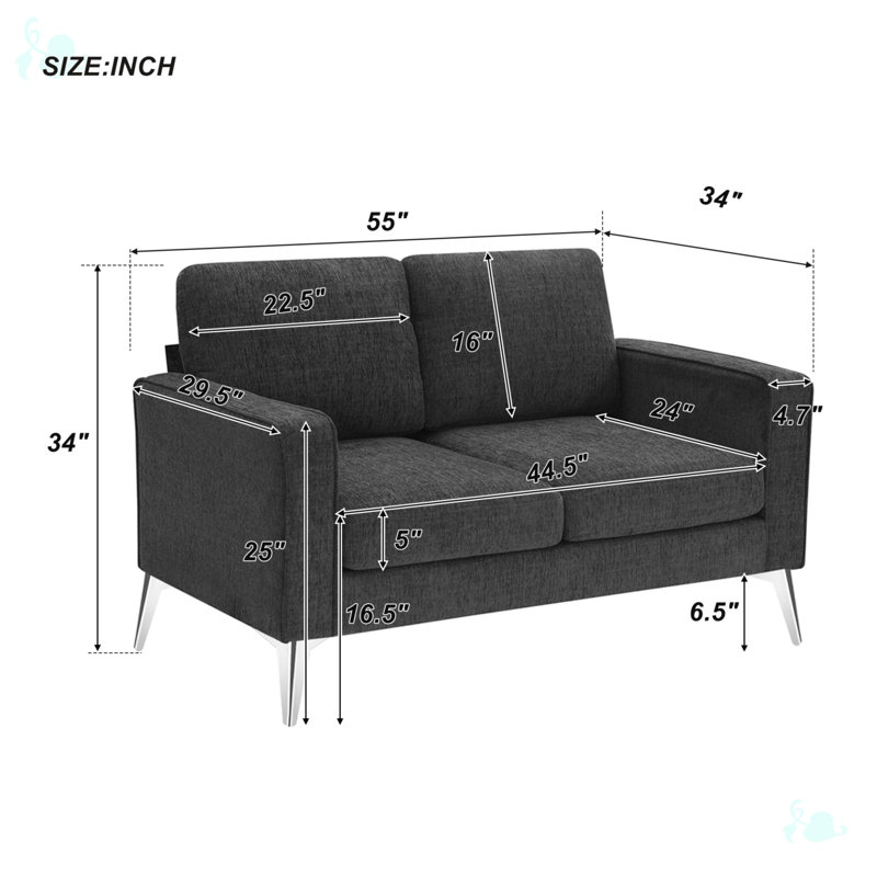 Ensemble de canapés 3 pièces, Tissu gris foncé