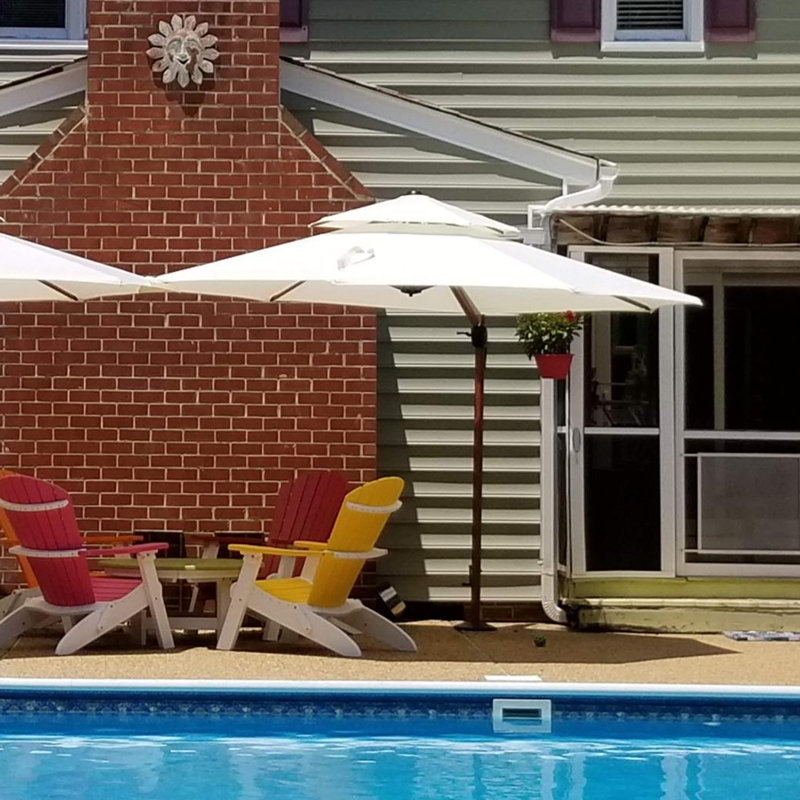 Shamari 132'' Umbrella with Counter Weights Included Base In Ground, Cream