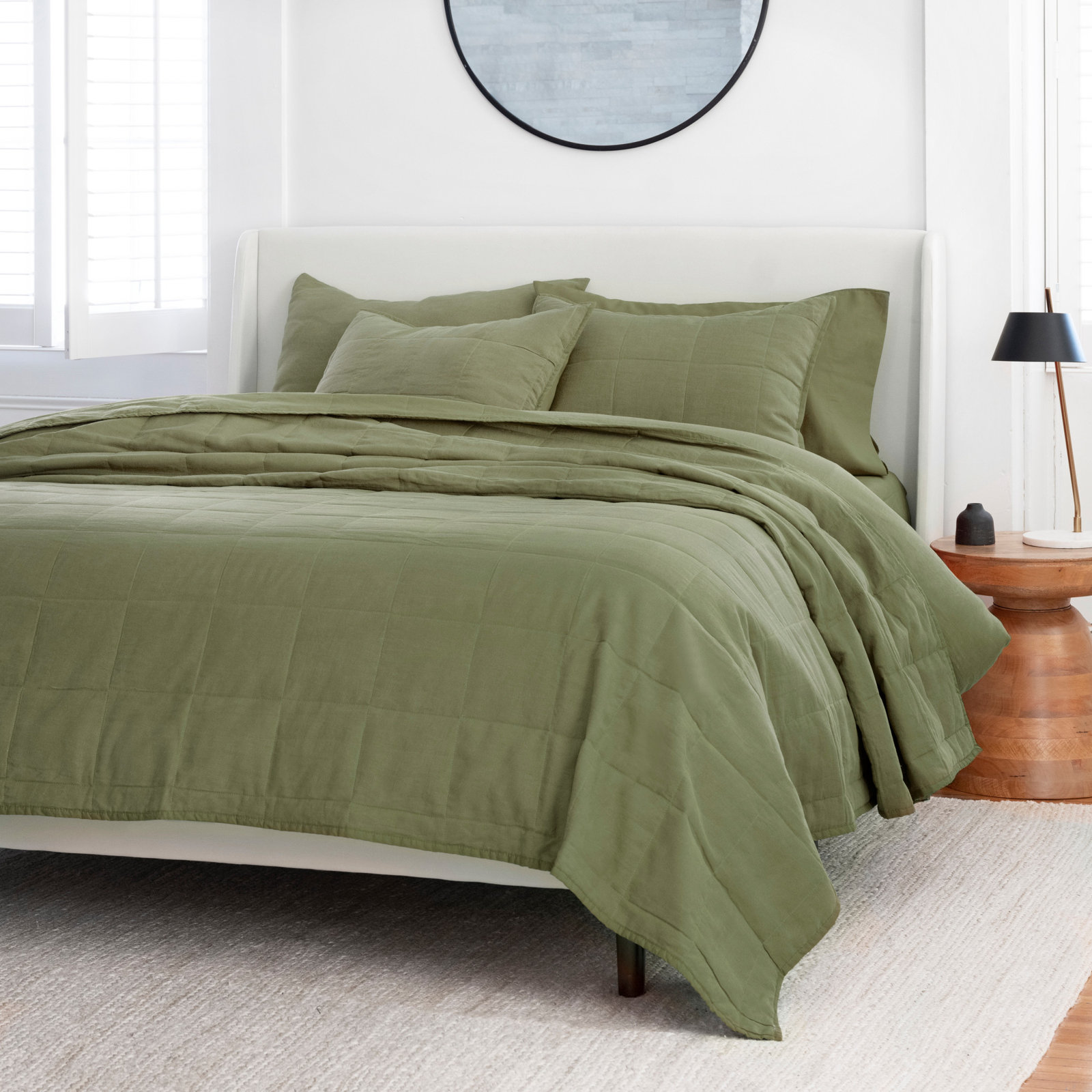 Kamau Linen Quilt Set, Full/Queen, Olive