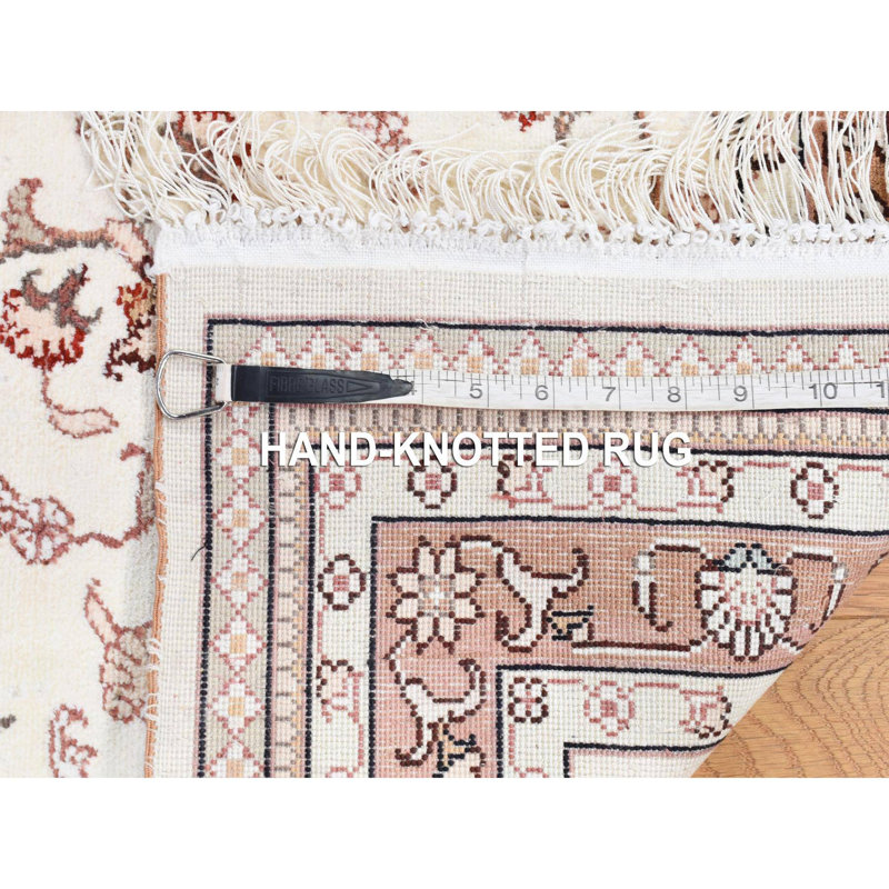 Tapis oriental rouge surdimensionné en soie noué à la main de 12 po x 18 po x 4 po Tabriz 12 po x 18 po Sh80231