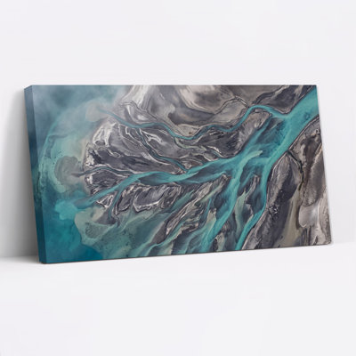 Toile tressée rivière turquoise, vue aérienne sur toile