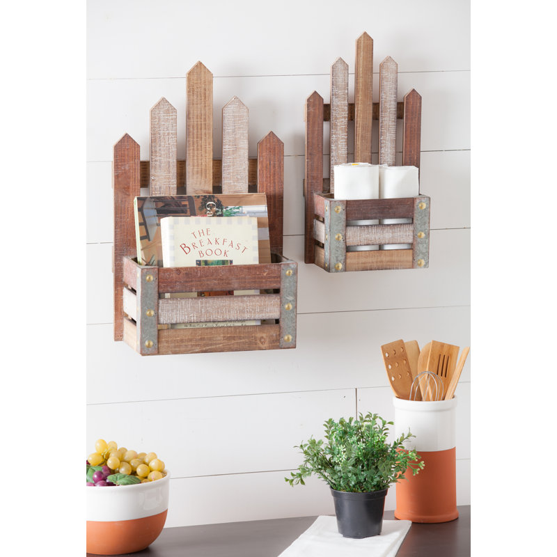 Tablette murale en métal et bois 2 pièces Nantwich