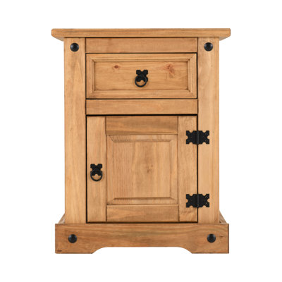 Lindall Solid Wood Farmhouse bedside 1 drawer 1 door nightstand by Millwood Pines