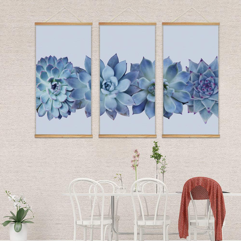 Succulente affiche botanique suspendue florale avec cadres en bois