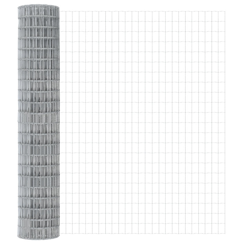 Galvanised Steel Border Fencing, Silver, 160 x 1000 x 0.2 cm