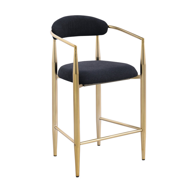 2 tabourets de bar modernes rembourrés en mousse, avec cadre en fer, noir et doré, pour la cuisine, style pub de style Mid-Century 2 pièces