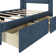 Solid Wood Upholstered Bed with Rectangular Headboard with 2 Drawer Side Storage