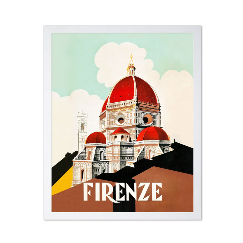Firenze, Italie, Affiche, Encadrement blanc, H 08 po x l 10 po