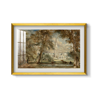 Cathédrale de Salisbury vue des jardins de l'évêque, vers 1822-1823 - John Constable - Estampe encadrée sur mesure