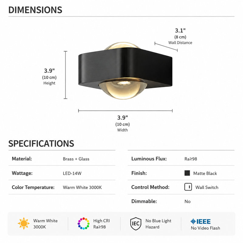Matte Black Brass Up Down LED Wall Sconce