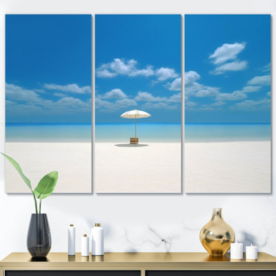Sable et bleu mer des Caraïbes III sur toile, reproduction de 3 pièces