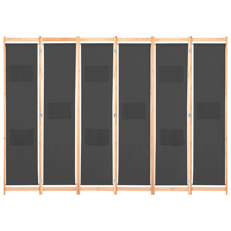 Paravent en tissu crème 47,2 x 1,6 po, 6, 66.9" H x 94.5" W x 1.6" D, Black