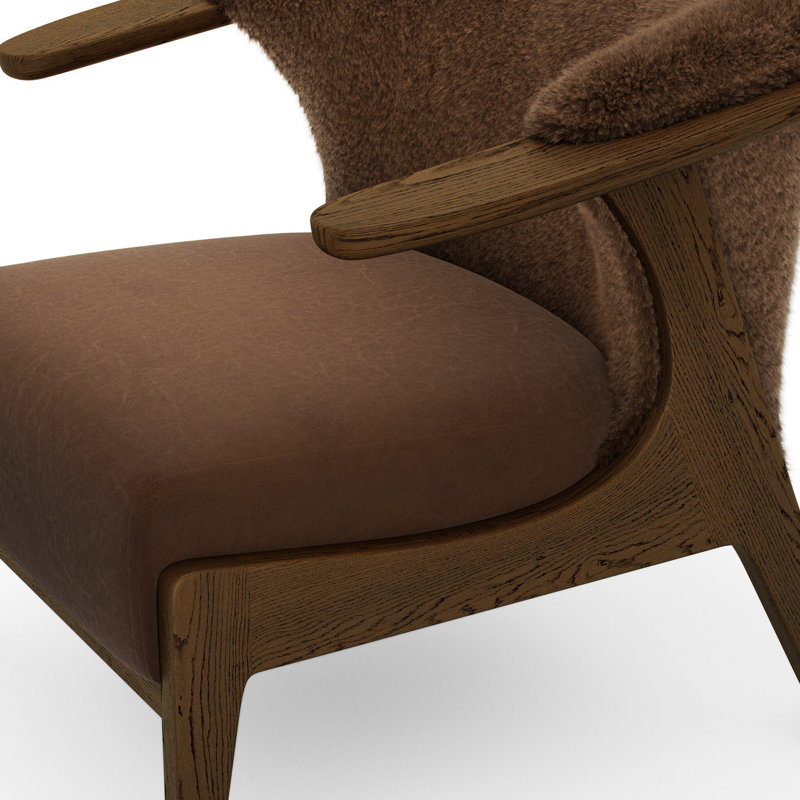 Fabian Chair-Cream Shearling, Ochre Shearling, Fawn Oak