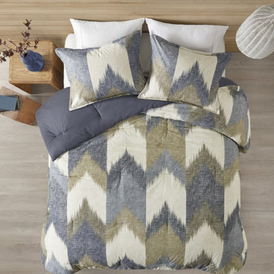 Édredon double / grand - coton imprimé bleu marine, intérieur, 2 taies décoratives incluses pour une magnifique aventure en coton, rembourré, imprimé, assorti