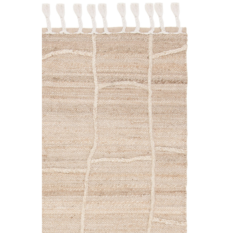 Tapis de couleur unie en jute naturel tissé à la main Digiacomo, Carré 4 pi
