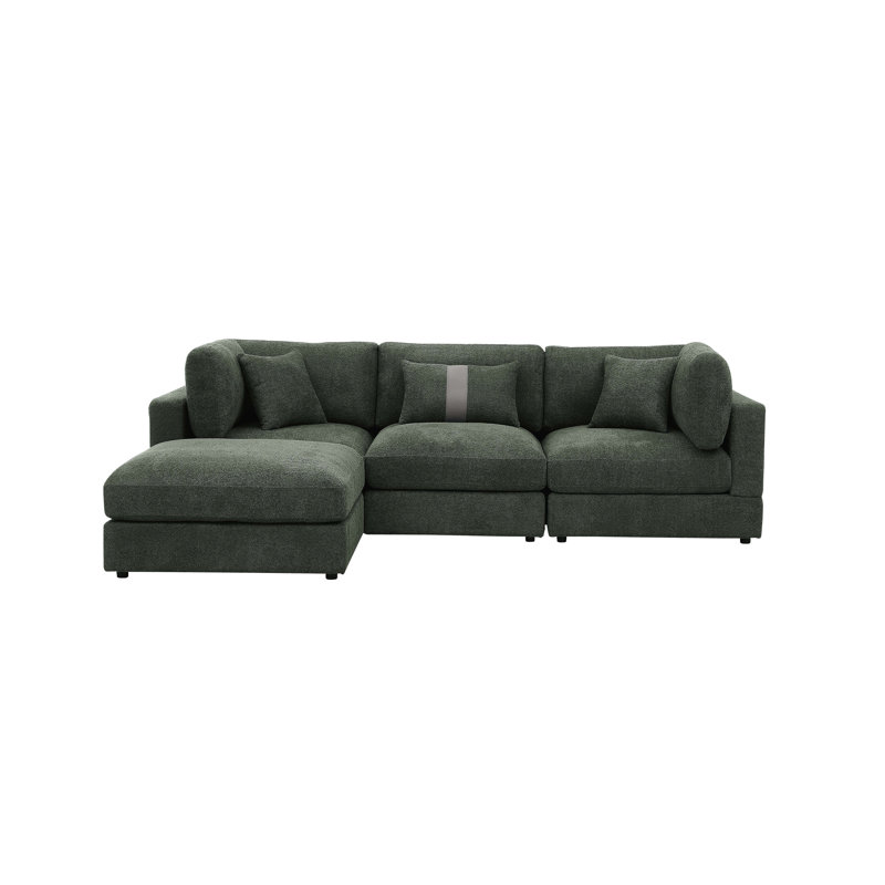 Luxecloud Modular Sectional, Green Boucle/Polyester