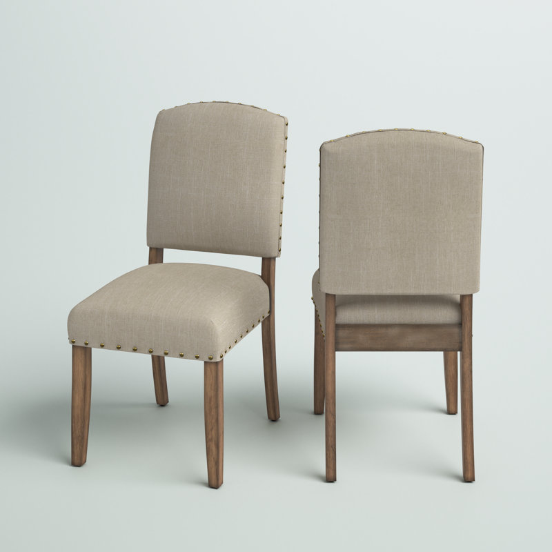 Aldrina 20.5'' H Linen Upholstered Side Chair, Beige Linen, Light Distressed Natural