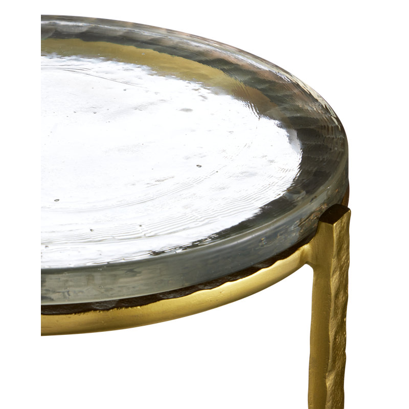Acea Glass Top End Table, 23.5" H x 12" W x 12" D, Gold