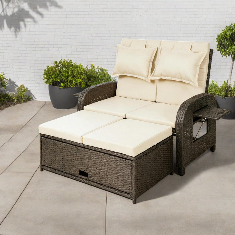 Convertible Patio Sofas, Steel Rattan Design, Modern Style For Outdoor