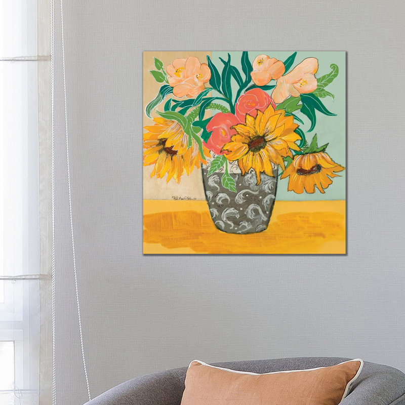 Summertime Vase by Robin Maria - Painting on Canvas, 93.98 cm H x 93.98 cm W x 1.91 cm D, Wrapped Canvas