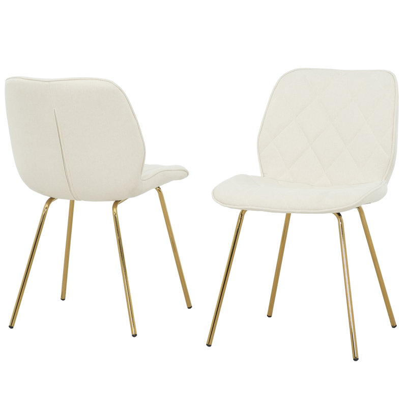 Chaise de salle à manger rembourrée crème Koleson, ensemble de 2 , Crème, crème