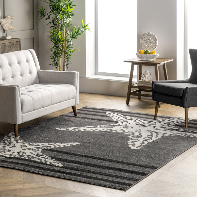 Tapis gris / blanc / noir Quinto, Rectangle 6 pi 7 po x 9 pi