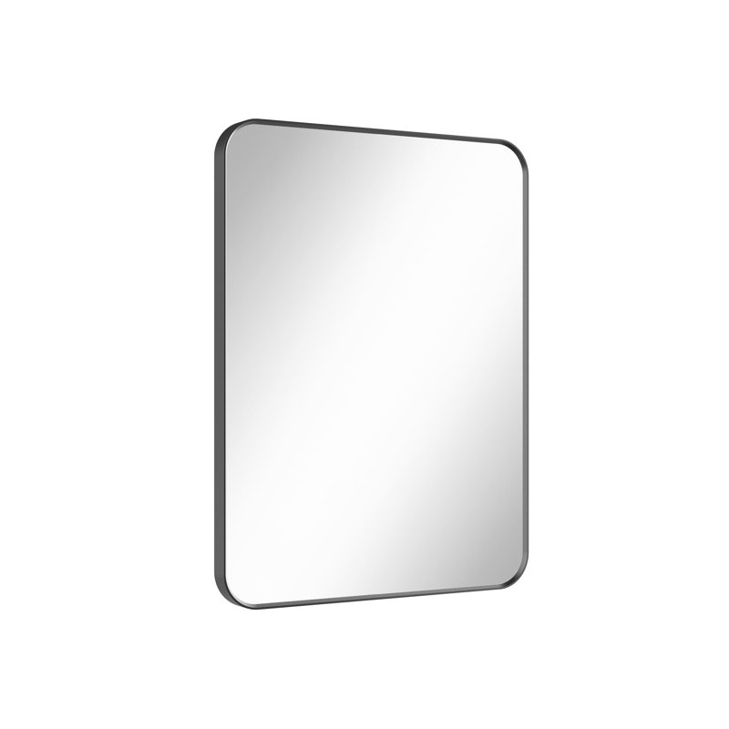 Miroir de salle de bain 24 po x 32 po avec cadre en métal, Noir mat