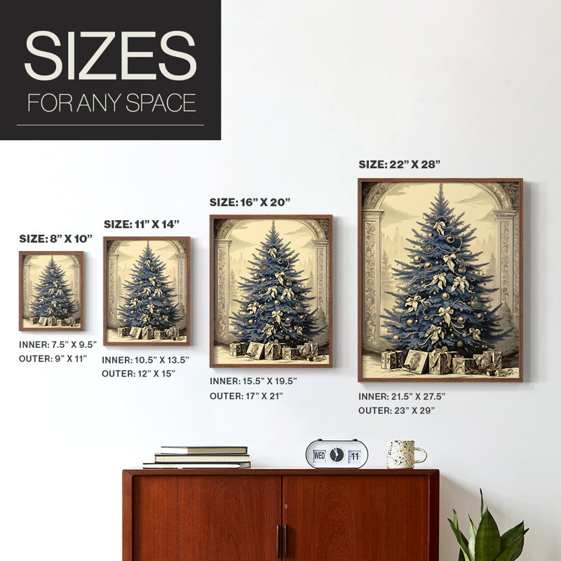 «Christmas Holiday Art CDXCVI», reproduction d'art encadrée - bois massif, Noyer, H 21 po x l 17 po