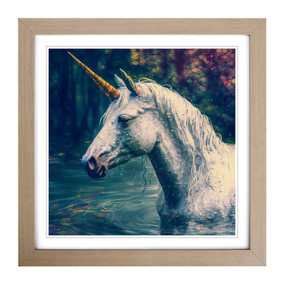 Unicorn Neo-Impressionism - Single Picture Frame Print on Wood